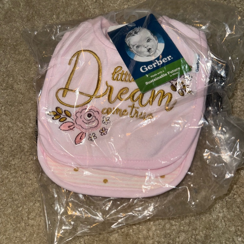 Little Dream Pink embroidered Bib Set